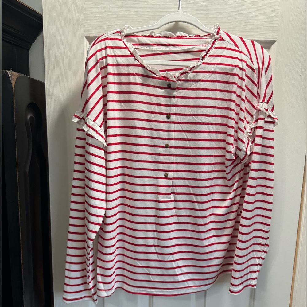 Boutique red and white stripe shirt